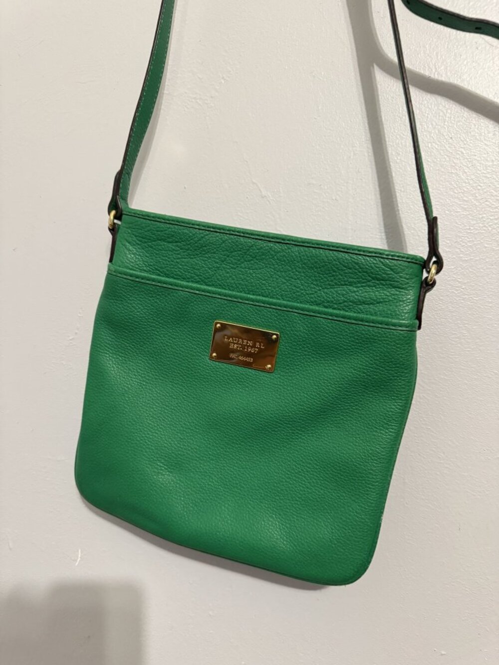 Lauren Ralph Lauren Green Pebbled Leather Crossbody Bag - Picture 1 of 5